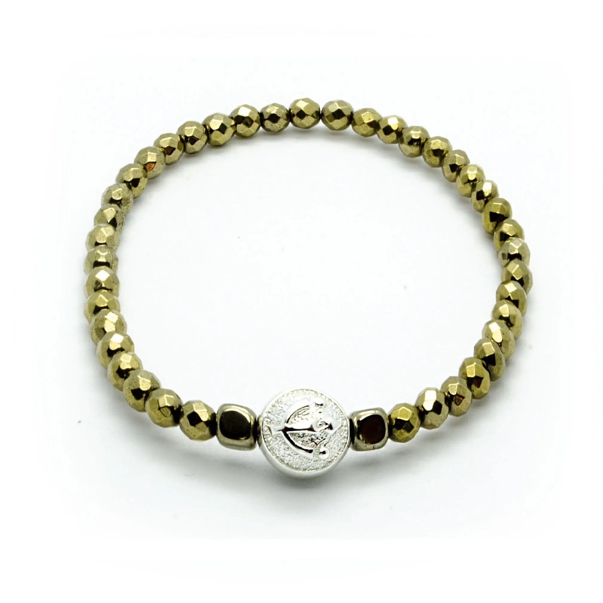 Gorgeous Pyrite Trio - Set of 3 Stretch Pyrite Stone Wristbands in Silver | 4MM