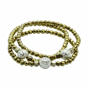 Gorgeous Pyrite Trio - Set of 3 Stretch Pyrite Stone Wristbands in Silver | 4MM