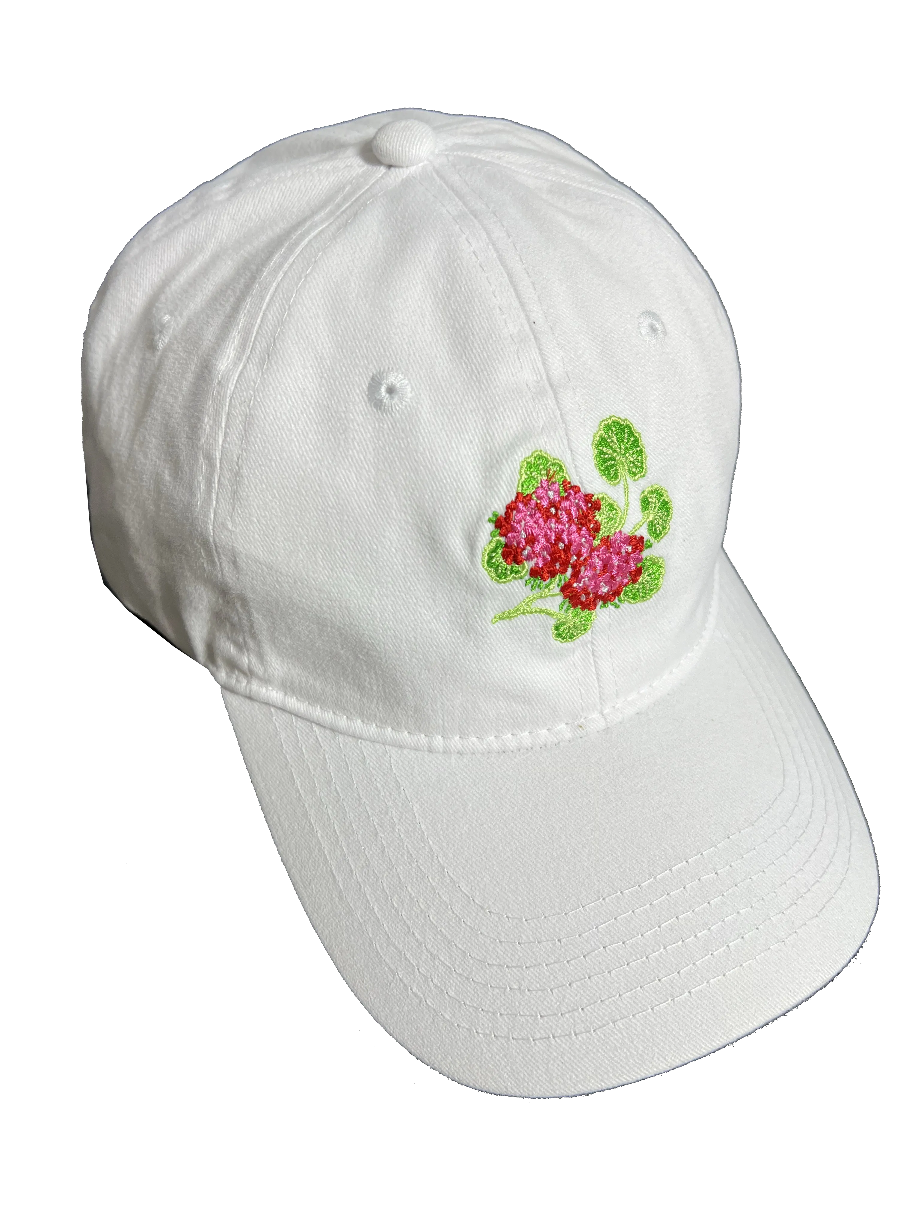 Grand Geranium Embroidered Cap