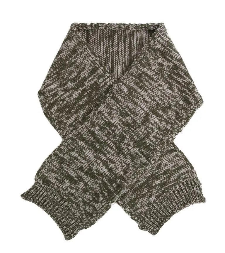 Green White Wool Knitted Scarf