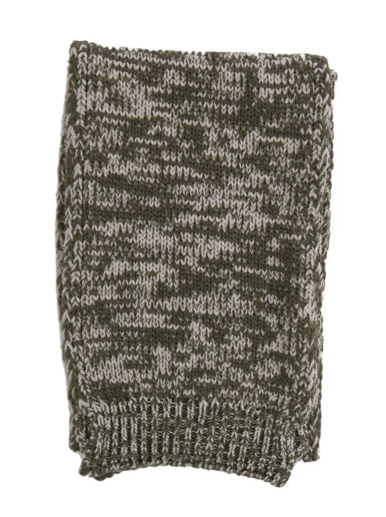 Green White Wool Knitted Scarf