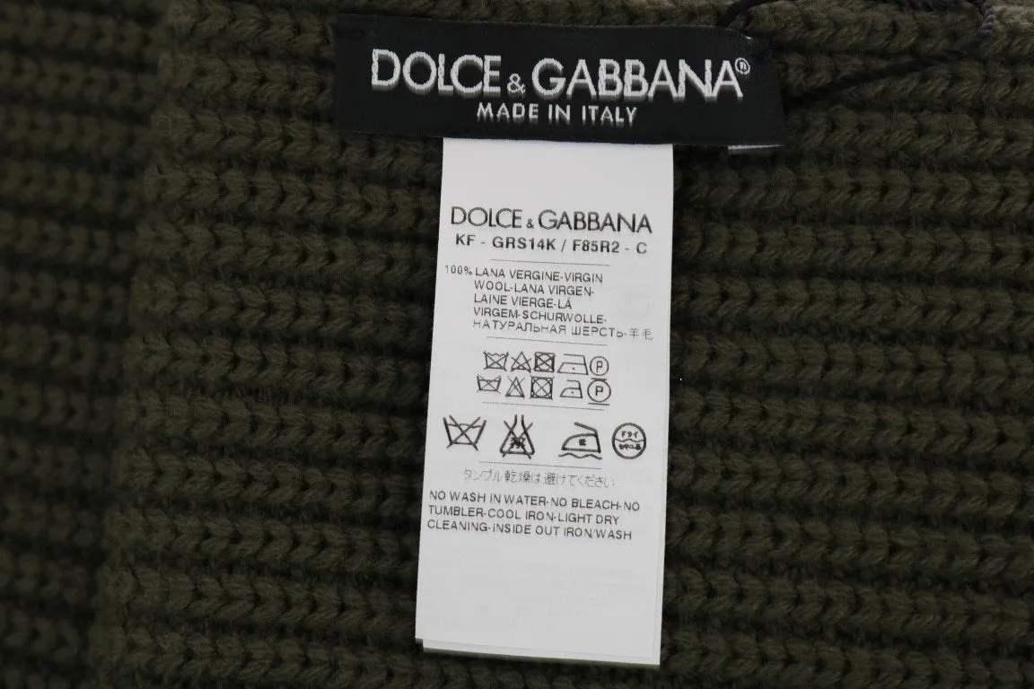 Green Wool Knitted Scarf