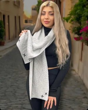 Grey Little Cute Bow Scarf
