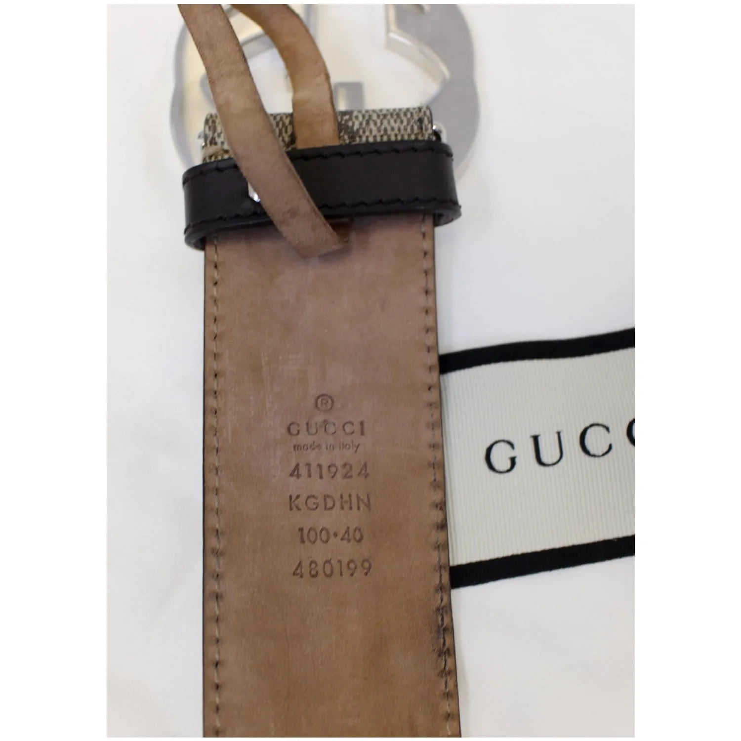 GUCCI GG Supreme GG Buckle Belt Beige 411924