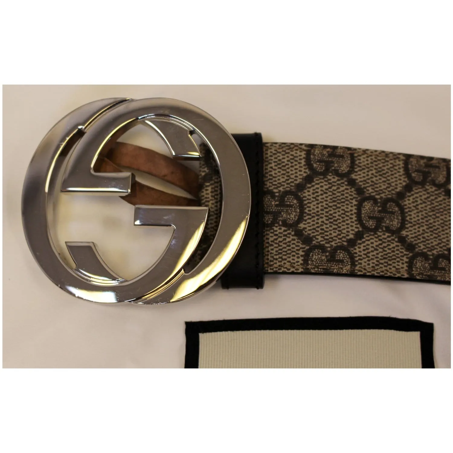 GUCCI GG Supreme GG Buckle Belt Beige 411924