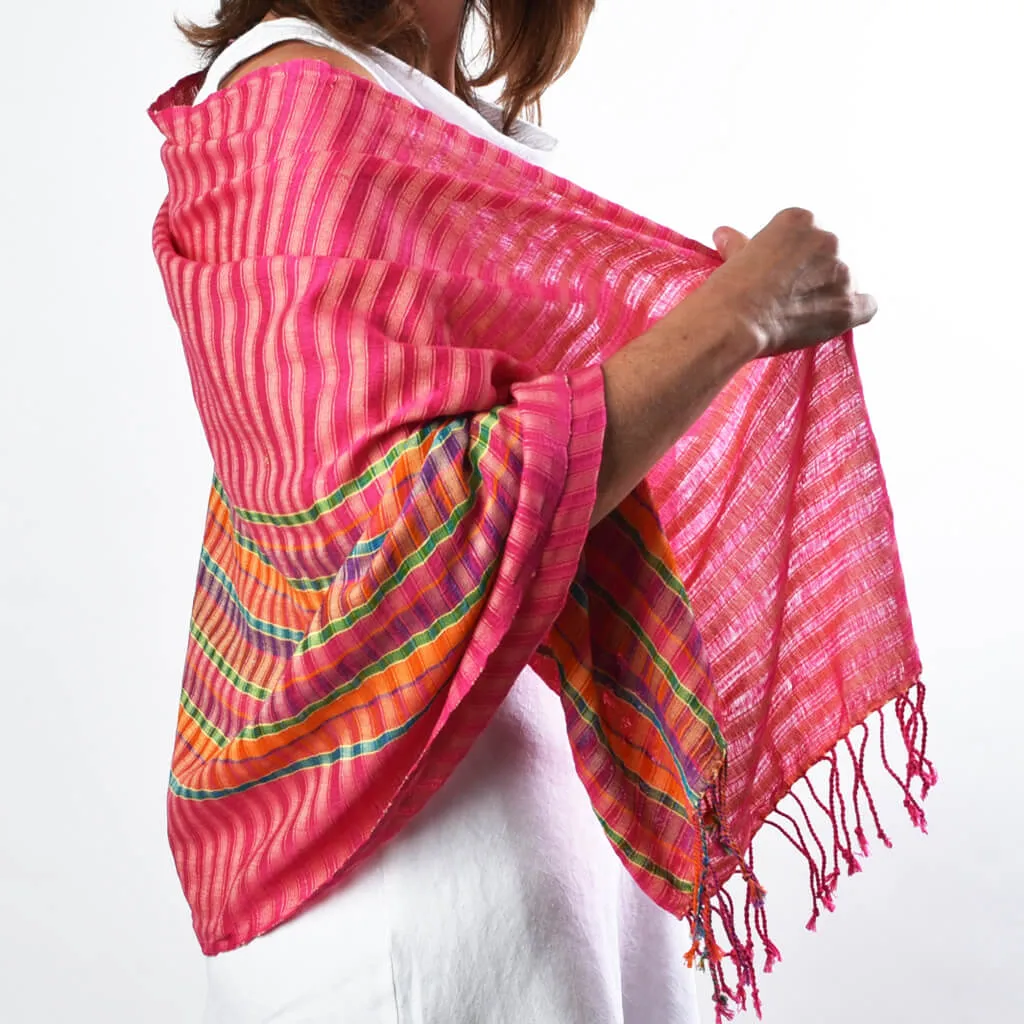Hand Woven Windowpane Wrap | Tulip Garden