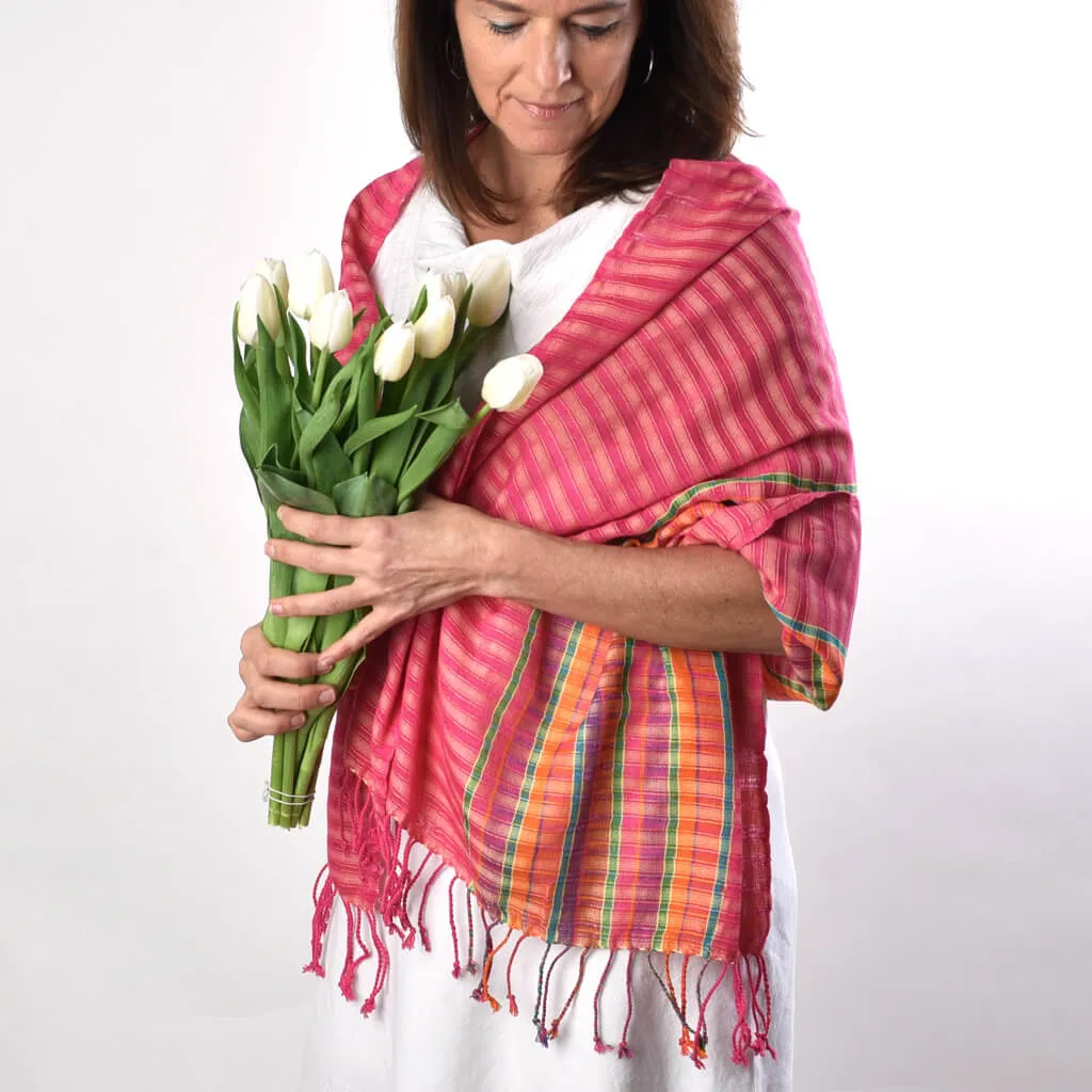 Hand Woven Windowpane Wrap | Tulip Garden