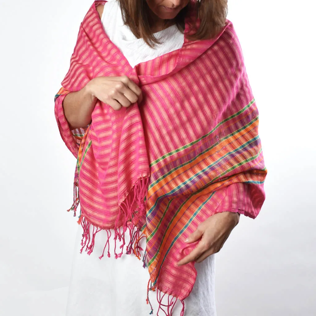 Hand Woven Windowpane Wrap | Tulip Garden