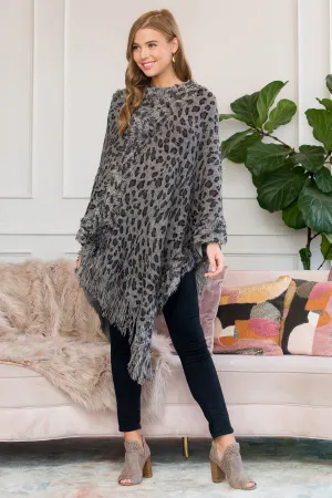 HDF2514 - FRINGED LEOPARD PONCHO