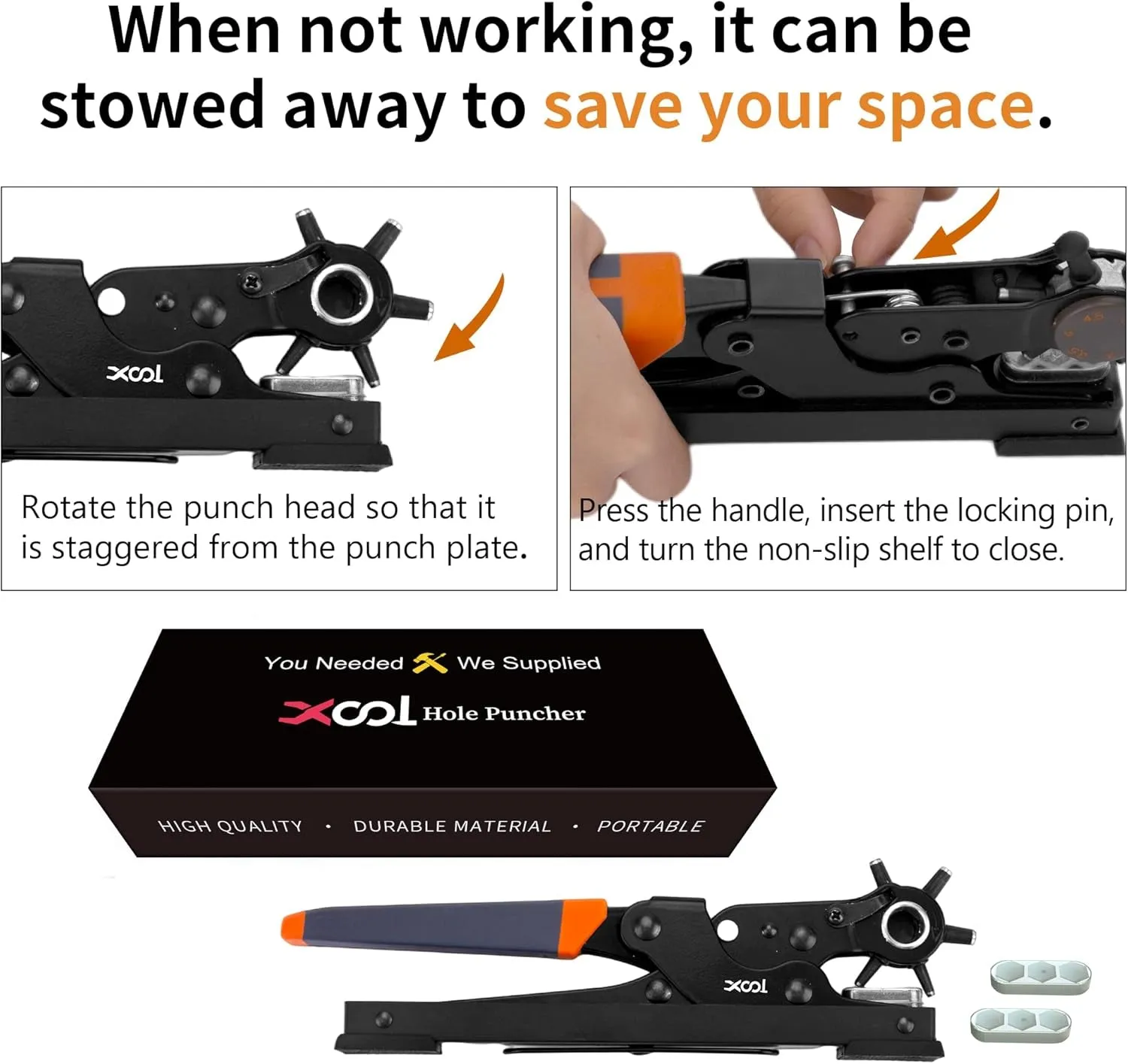 Heavy Revolving Leather Punch Plier Kit Multi Hole Sizes