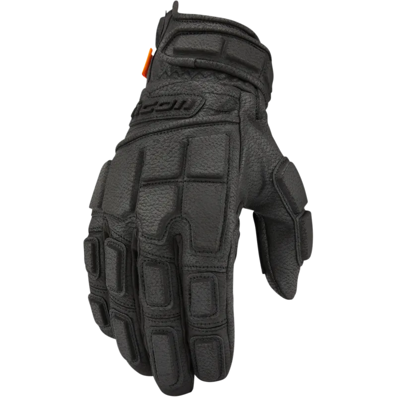 Icon Motorhead3 Mens Motorcycle Mid-Length Leather Glove - Black