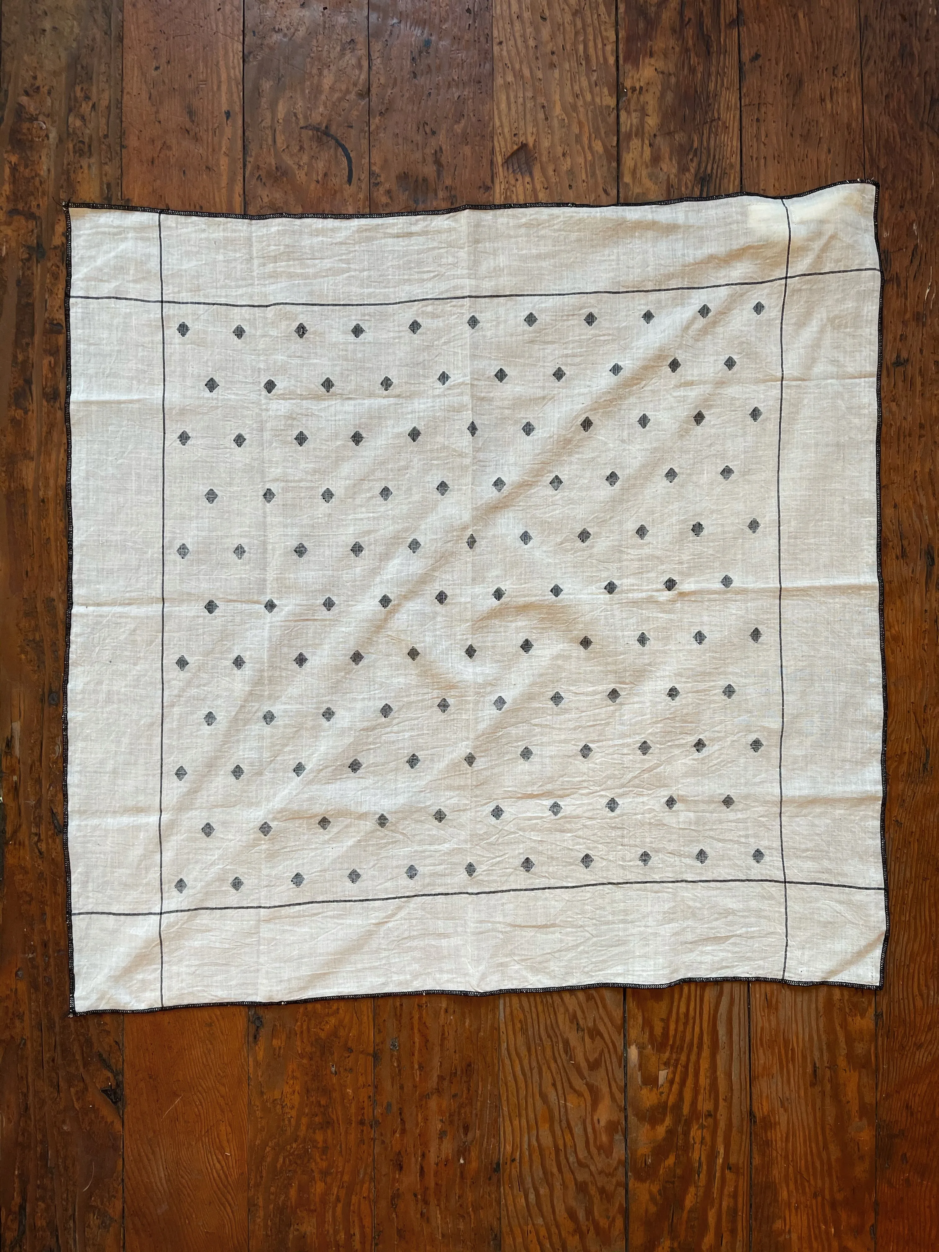 Jamdani Cotton Bandana in Natural w/Black Jamdani