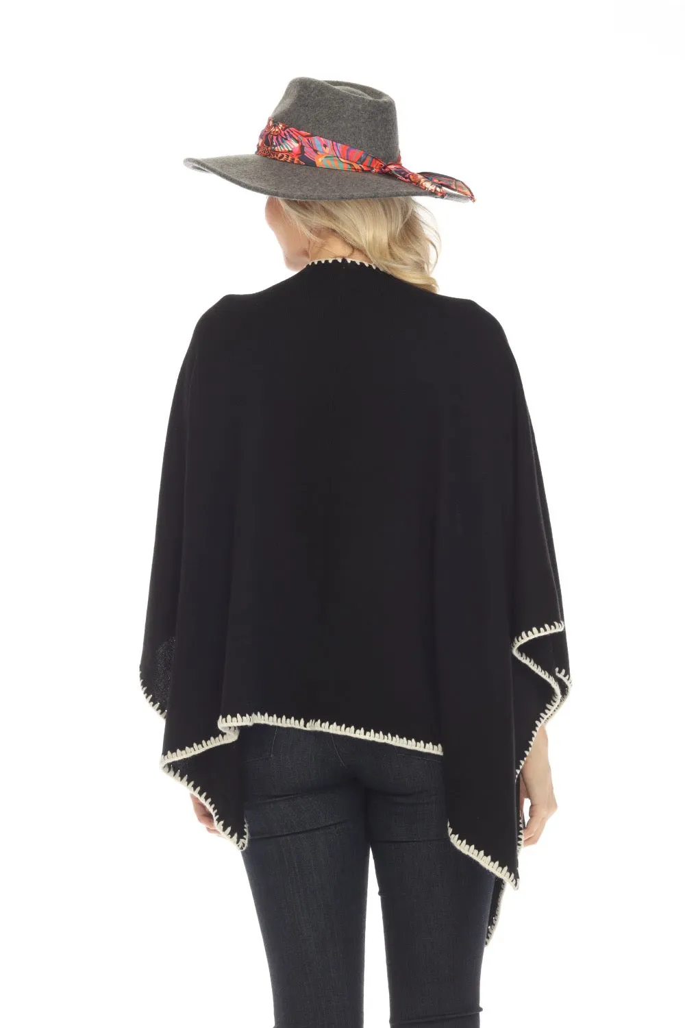 Johnny Was Gwen Whipstitch Wool Cashmere Wrap Shawl Boho Chic M69623