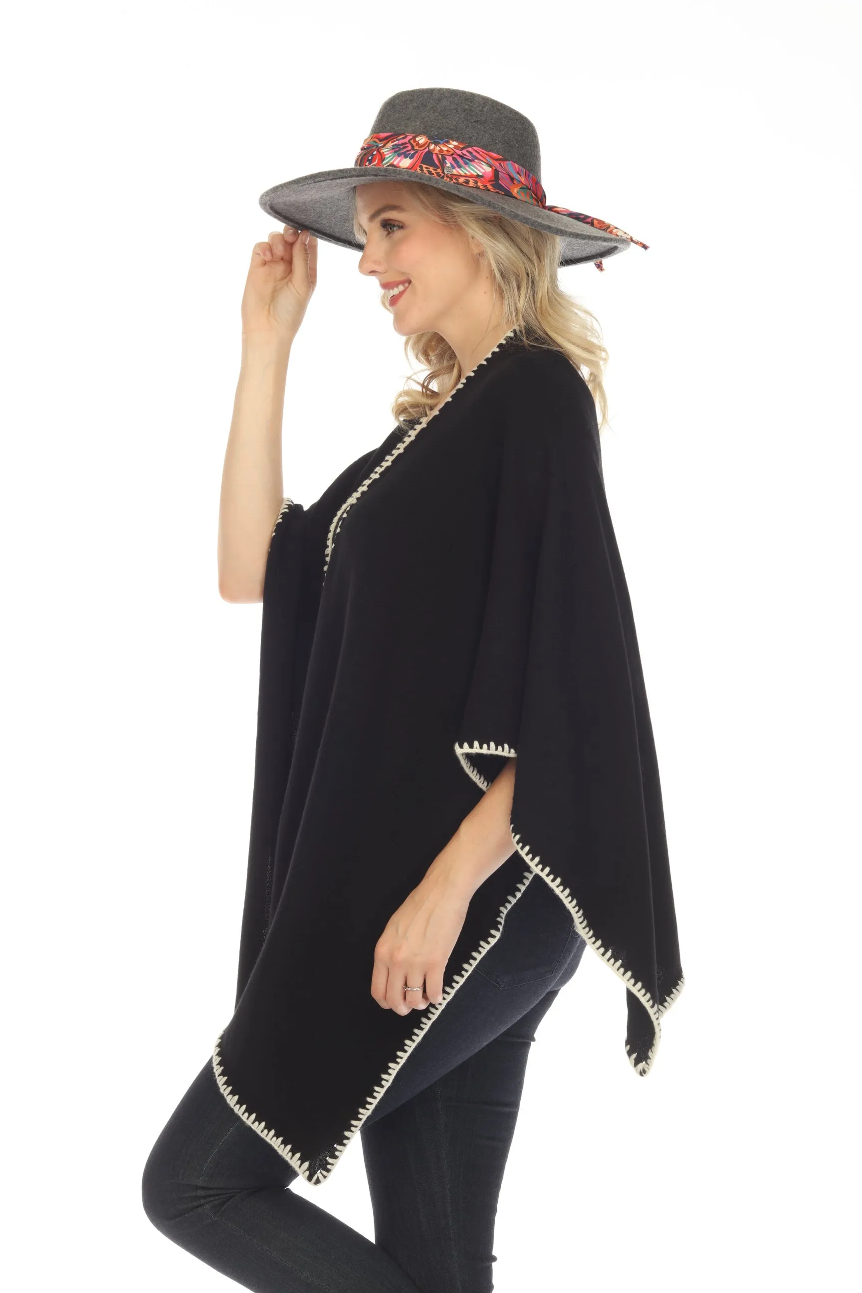 Johnny Was Gwen Whipstitch Wool Cashmere Wrap Shawl Boho Chic M69623