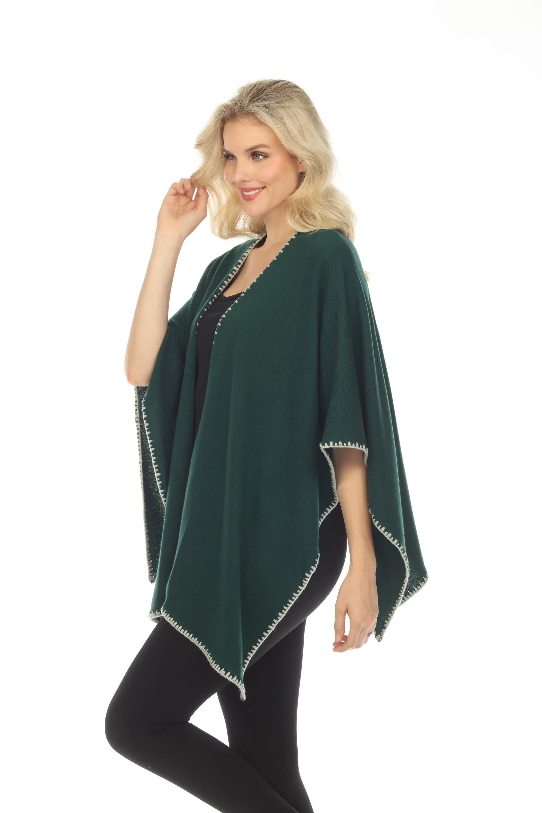 Johnny Was Gwen Whipstitch Wool Cashmere Wrap Shawl Boho Chic M69623