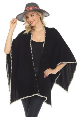 Johnny Was Gwen Whipstitch Wool Cashmere Wrap Shawl Boho Chic M69623