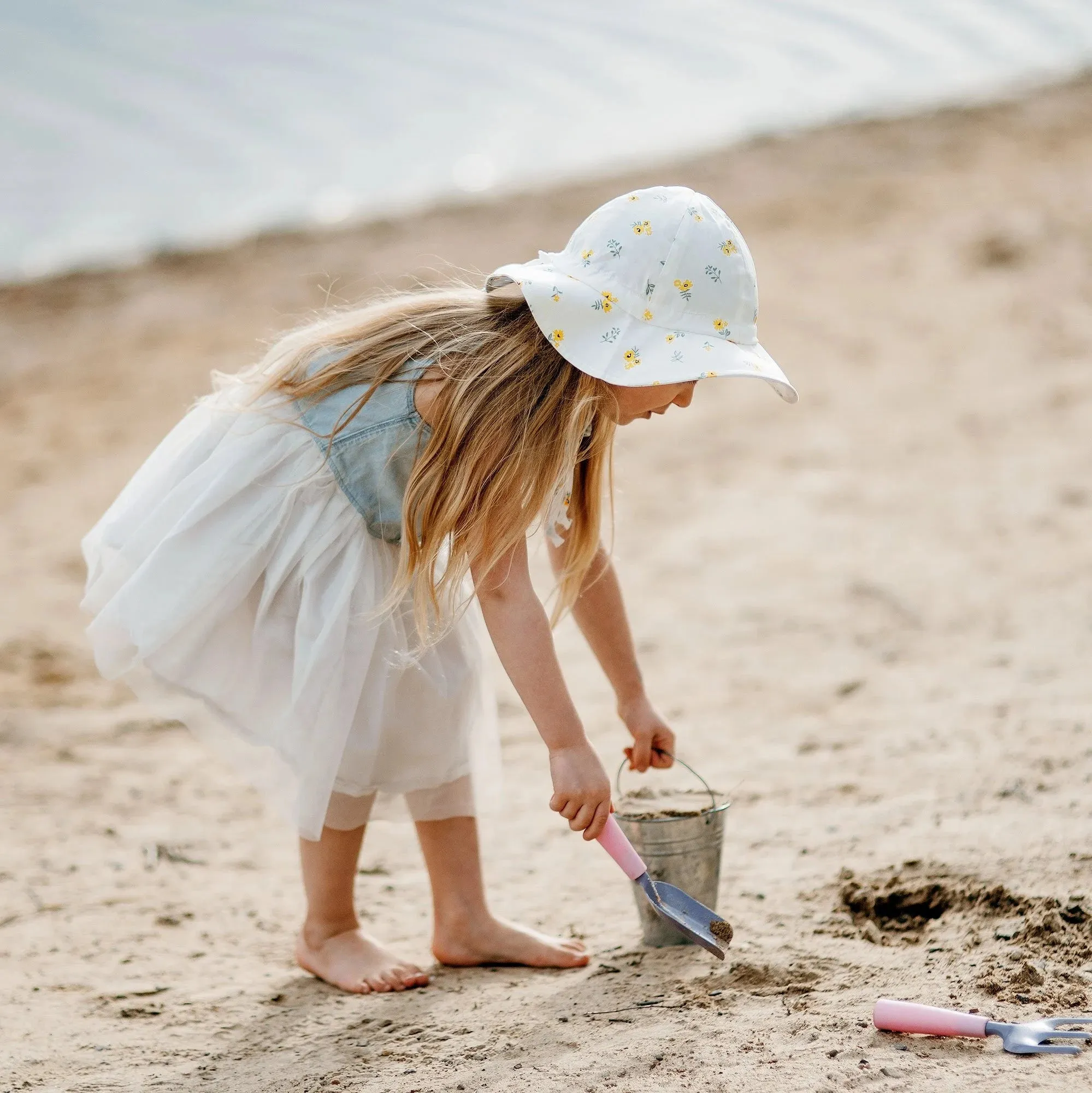 Kids Cotton Floppy Hats | Yellow Flower
