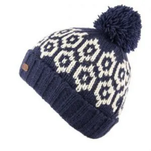 Kusan 100% Wool Bobble Hat Navy Blue PK1902