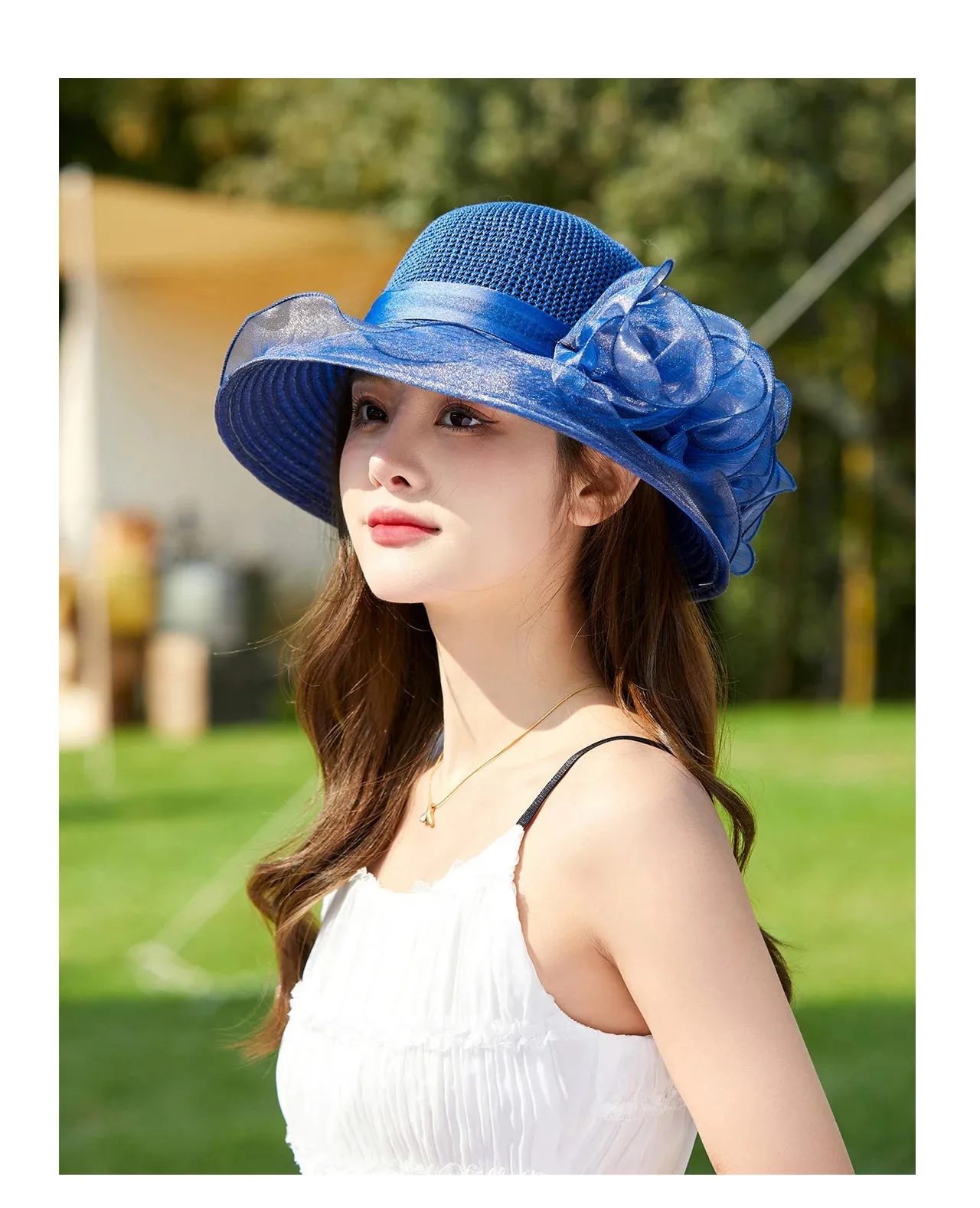 Ladies Hat: Flower Ribbon Hats