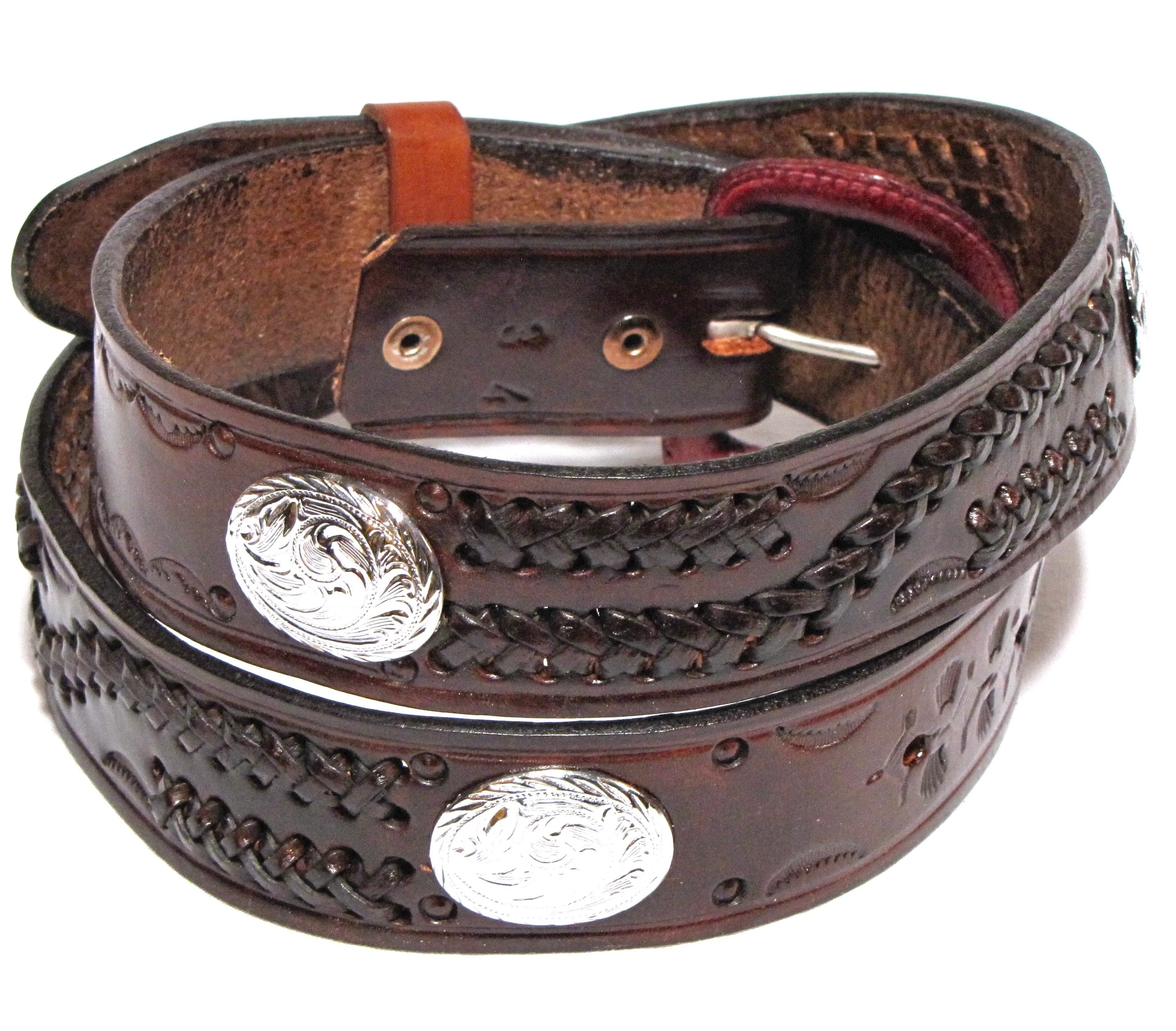 LB-5DB  1 1/2" Braided Belt w/ Oval Concho
