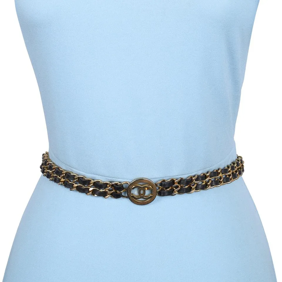 Leather Medallion Braided Double Belt (Authentic Pre-owned)