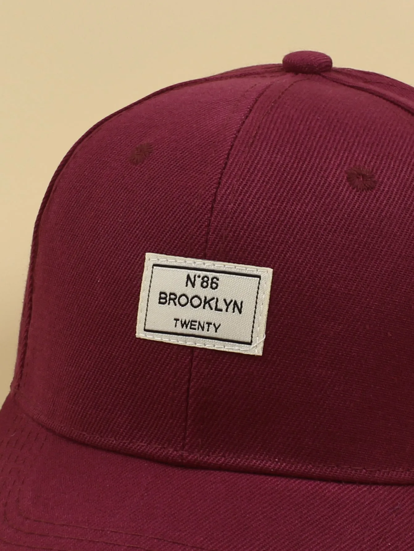 Letter Graphic Label Decor Baseball Cap - Burgundy
