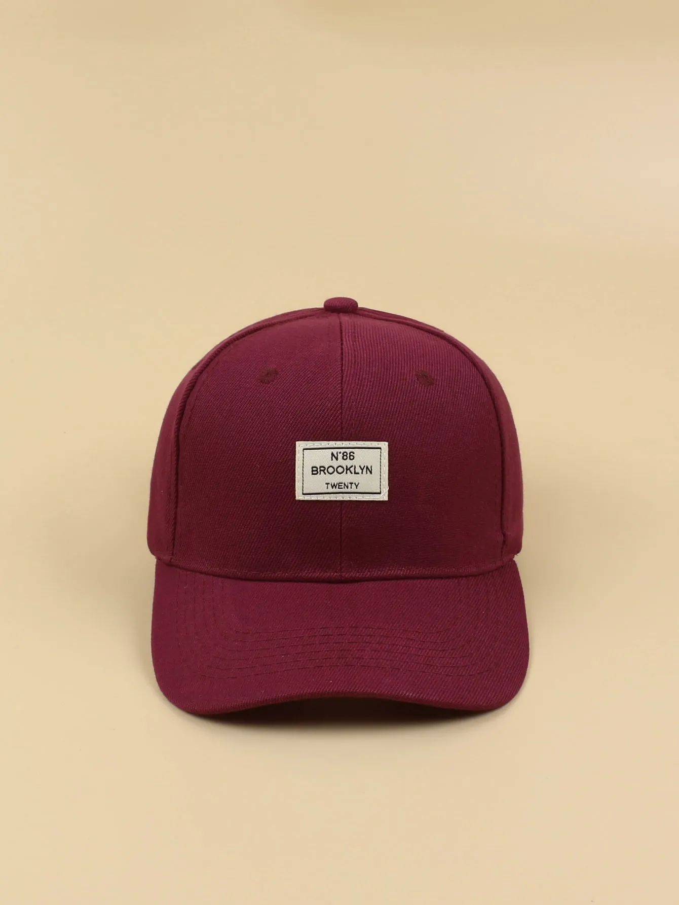 Letter Graphic Label Decor Baseball Cap - Burgundy