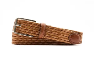 Lexington Braided Italian Saddle Leather Stretch Belt in Palomino