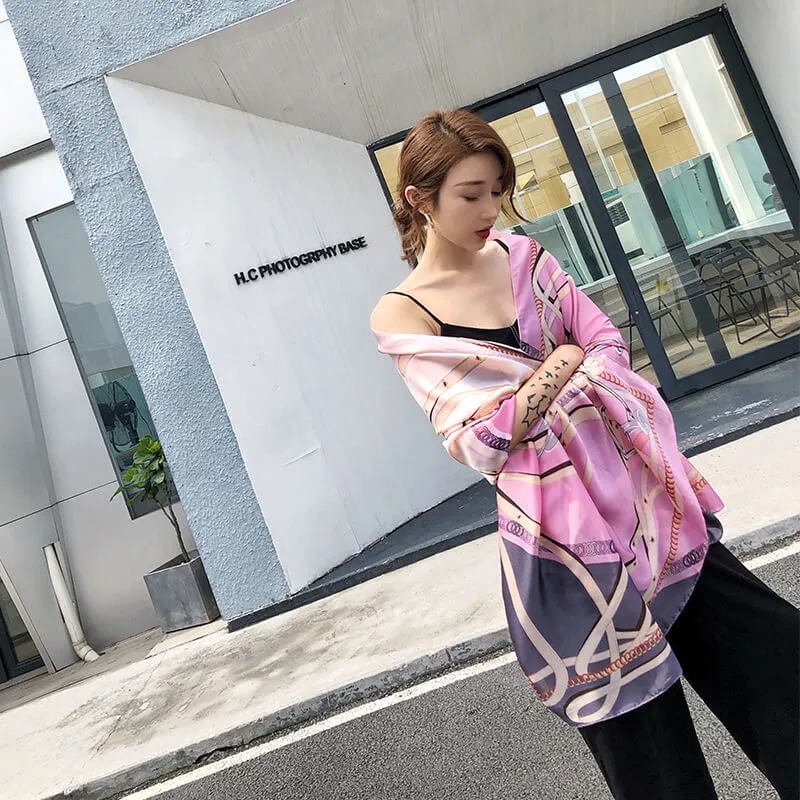 Lightweight Floral Silk Scarf for Women