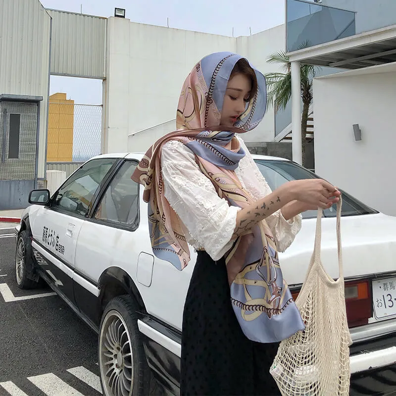 Lightweight Floral Silk Scarf for Women