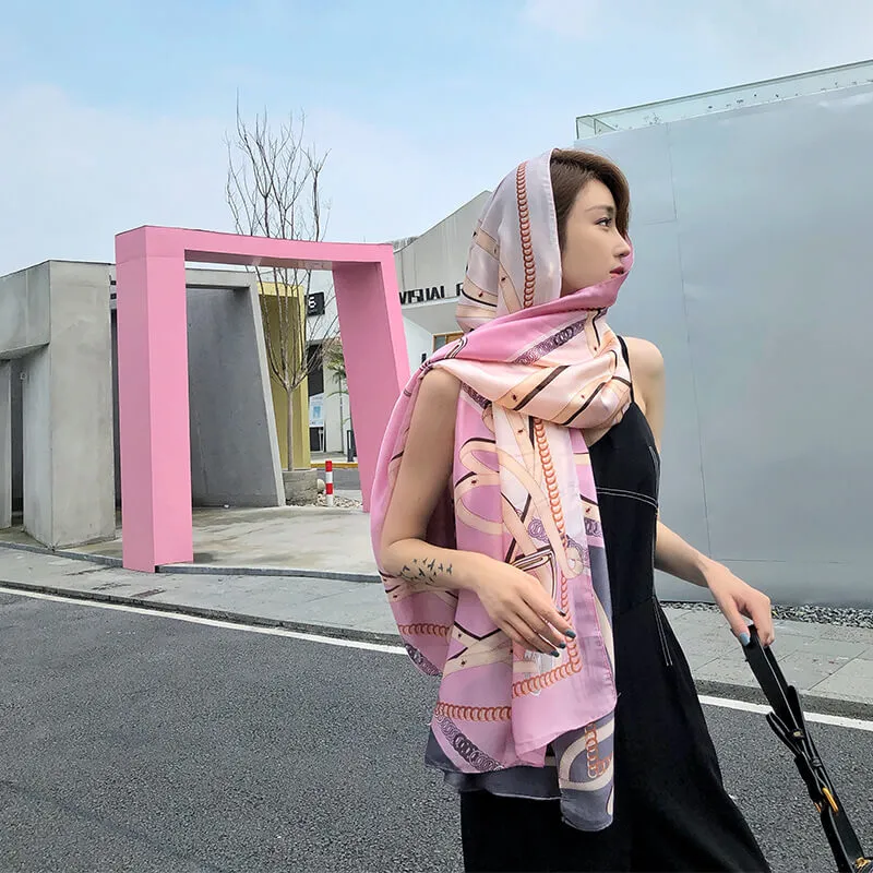 Lightweight Floral Silk Scarf for Women