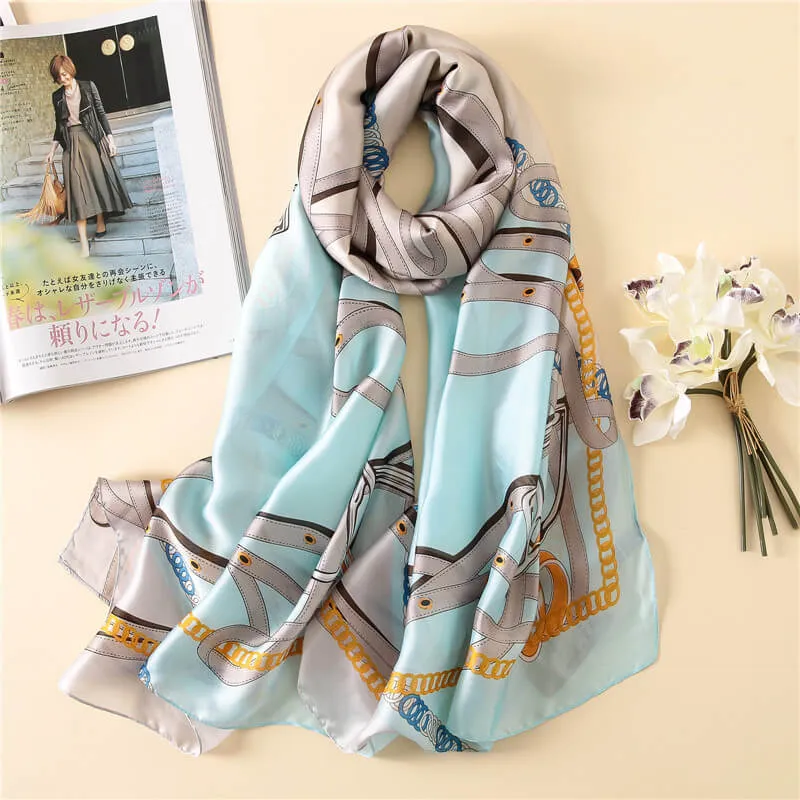 Lightweight Floral Silk Scarf for Women