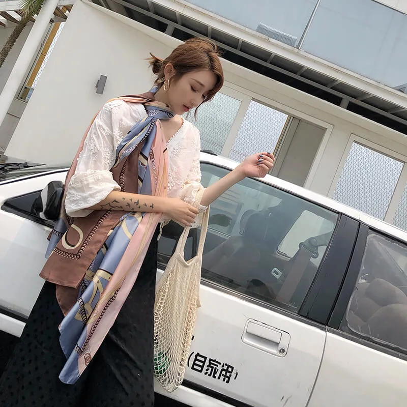 Lightweight Floral Silk Scarf for Women
