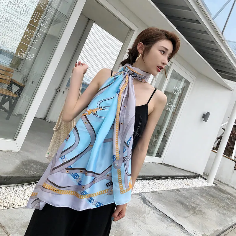Lightweight Floral Silk Scarf for Women