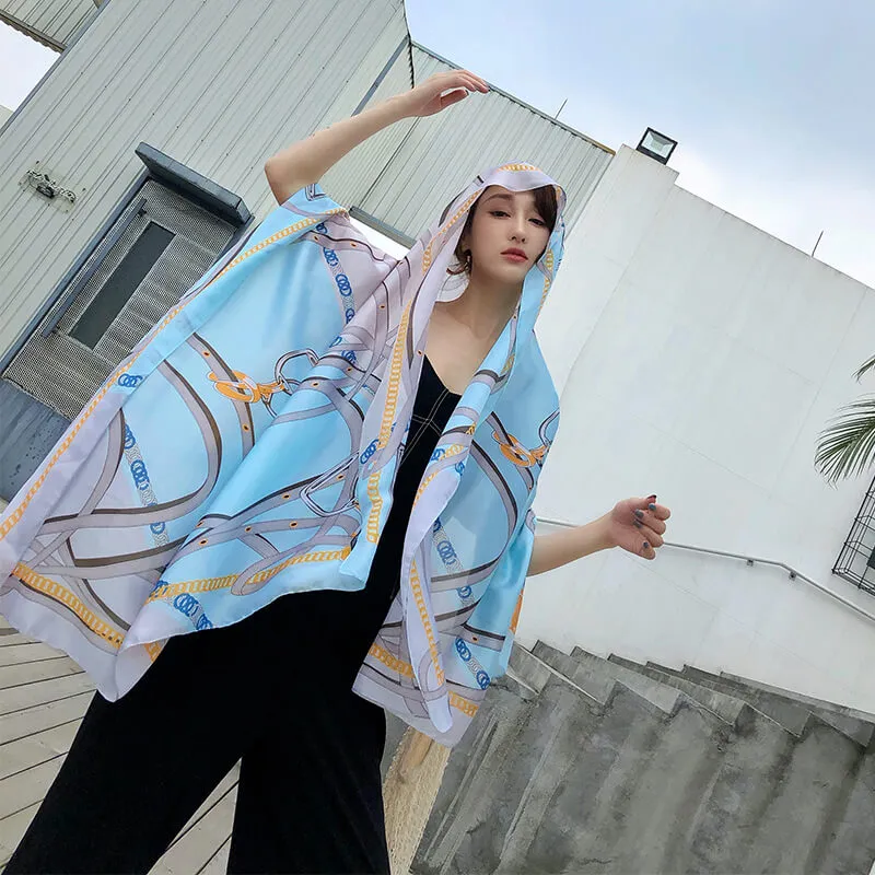 Lightweight Floral Silk Scarf for Women
