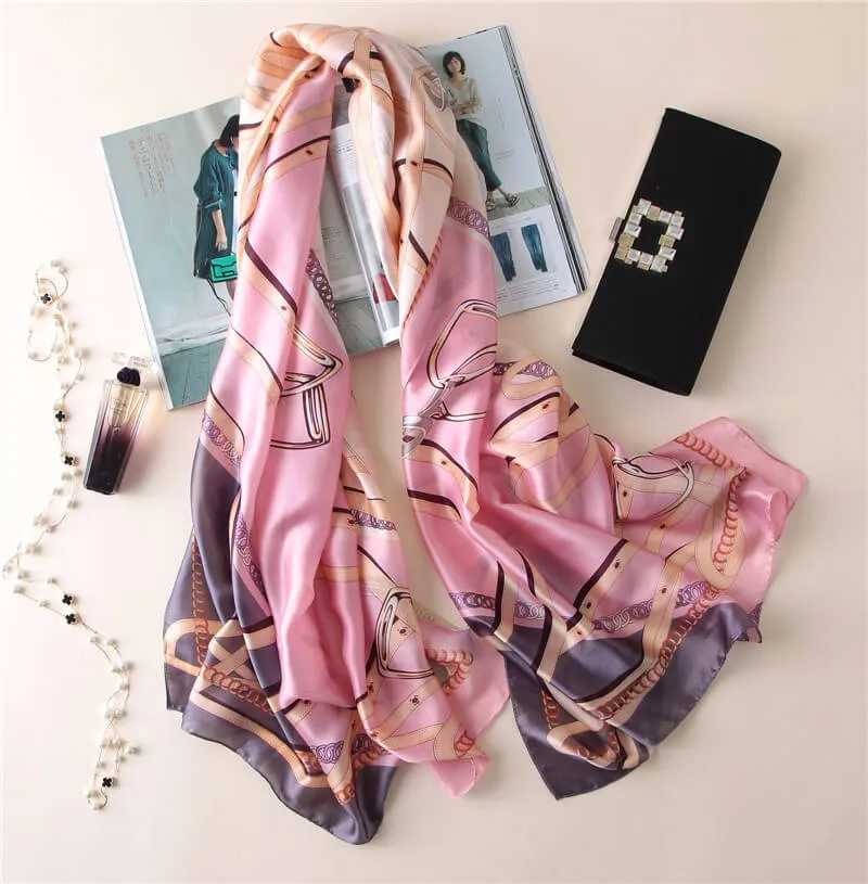 Lightweight Floral Silk Scarf for Women