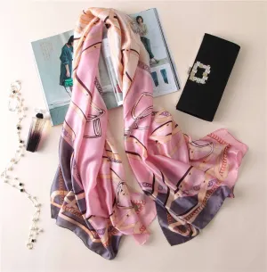 Lightweight Floral Silk Scarf for Women