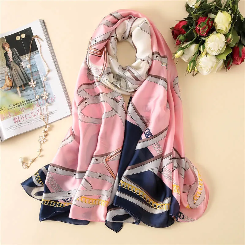 Lightweight Floral Silk Scarf for Women