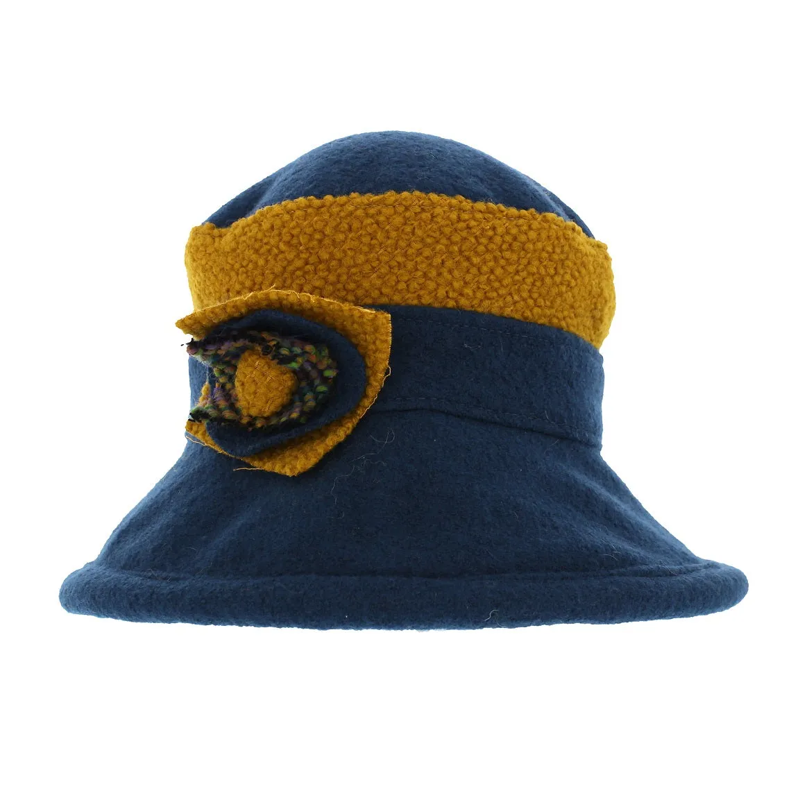 Max & Ellie Ladies Teal & Yellow Wool Cloche Hat