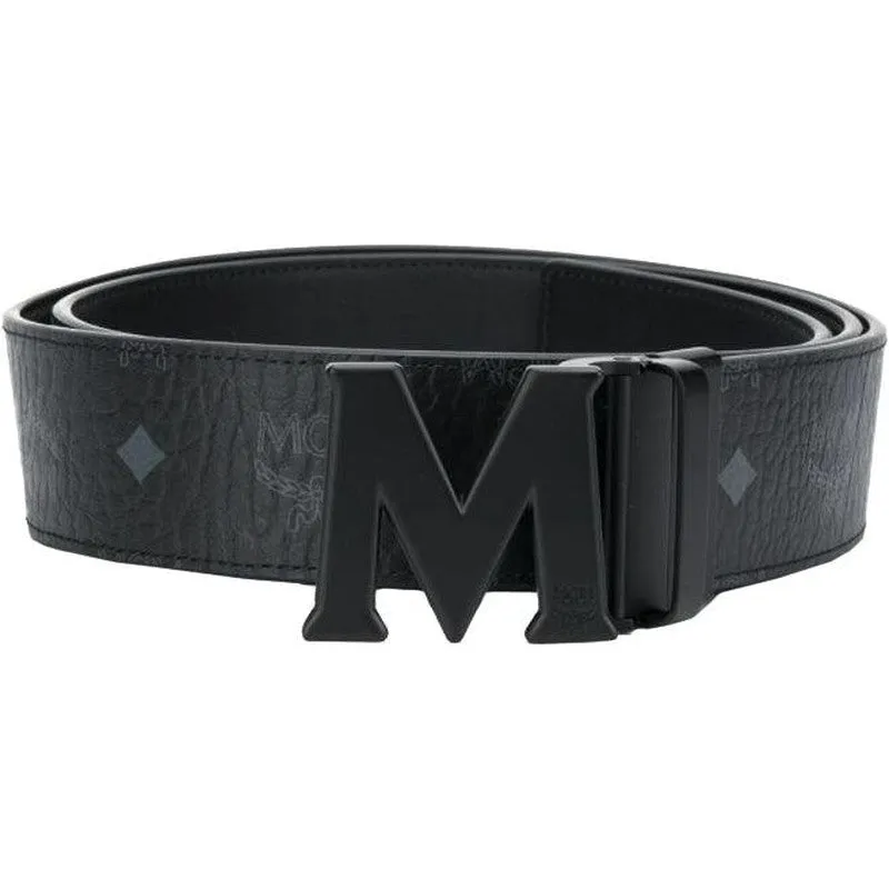 MCM Claus M Reversible Belt 1.75" in Visetos , Matte Black