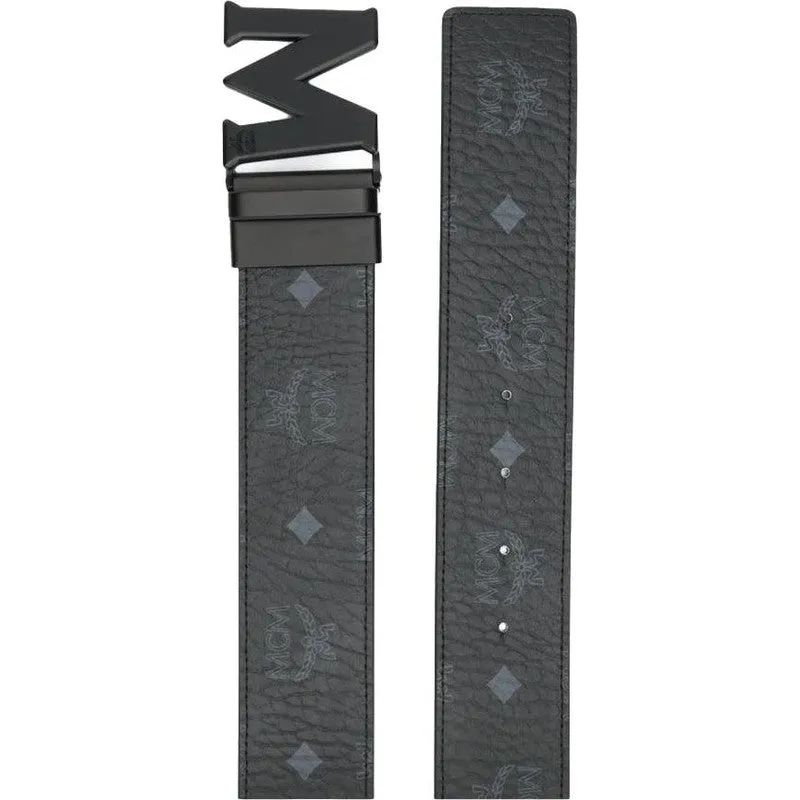MCM Claus M Reversible Belt 1.75" in Visetos , Matte Black