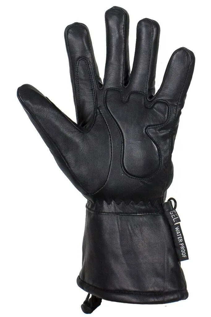 Men's Motorcycle waterproof reflective gel palm riding gloves with drawstring