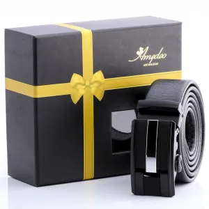 Men's Stainless Steel Black Belt with Silver & Black Buckle
