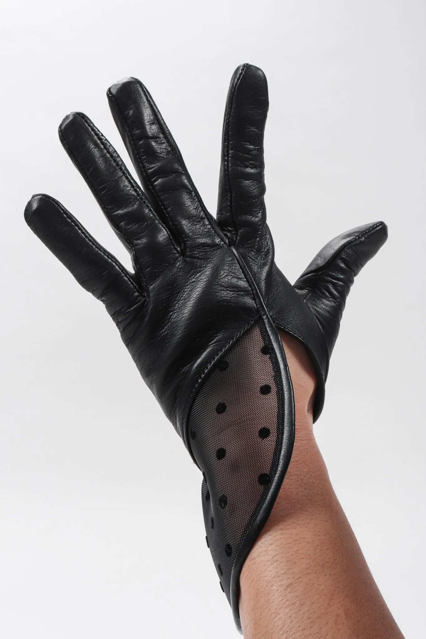 Mesh Dot Leather Gloves