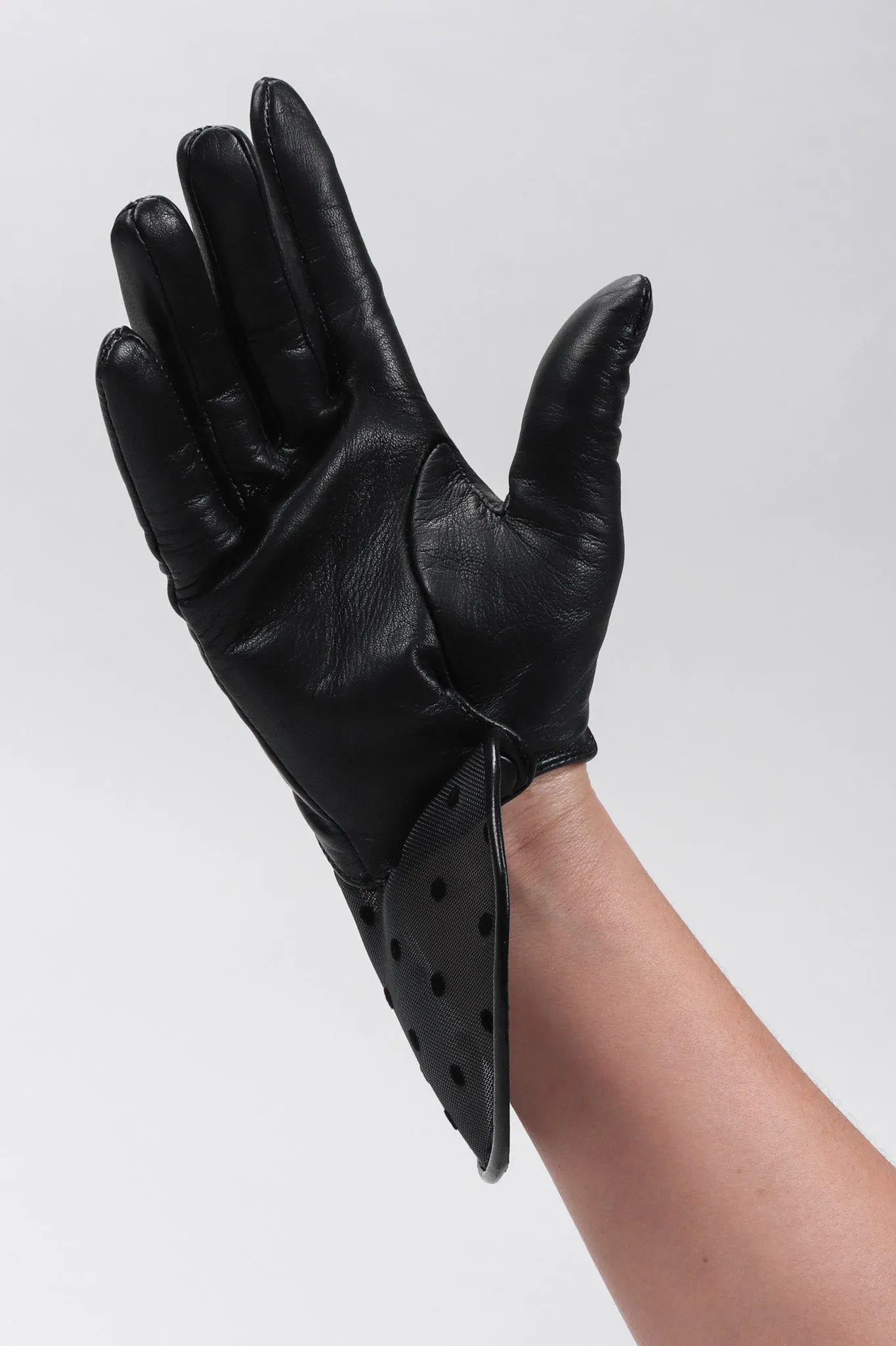 Mesh Dot Leather Gloves