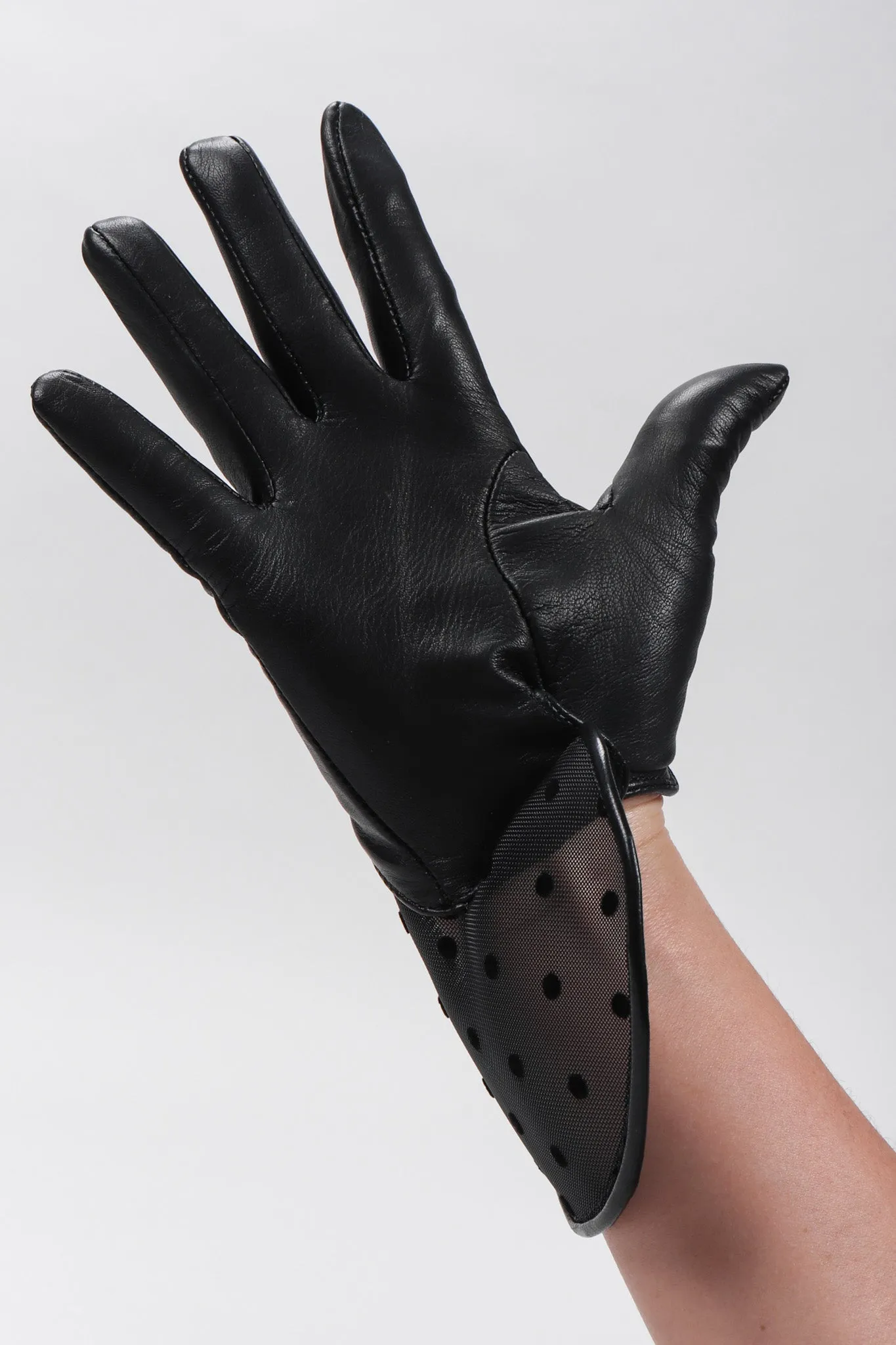 Mesh Dot Leather Gloves