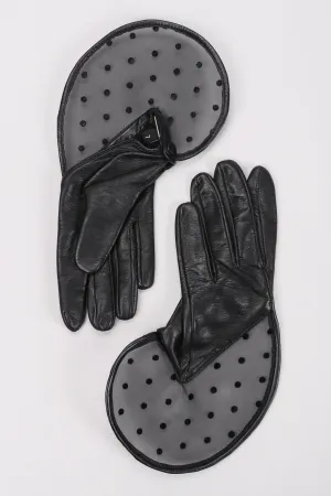 Mesh Dot Leather Gloves