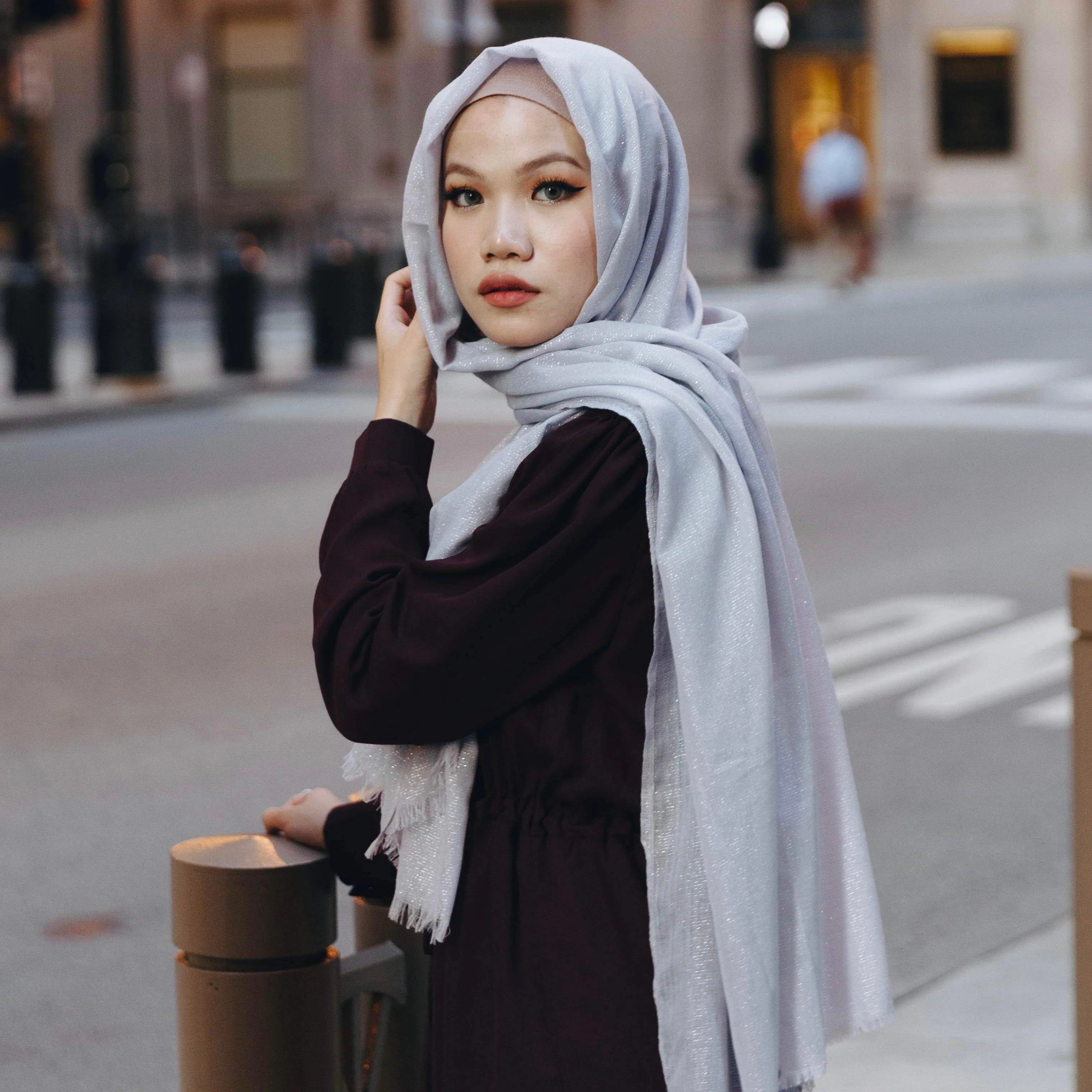 Metallic Scarf - Light Gray