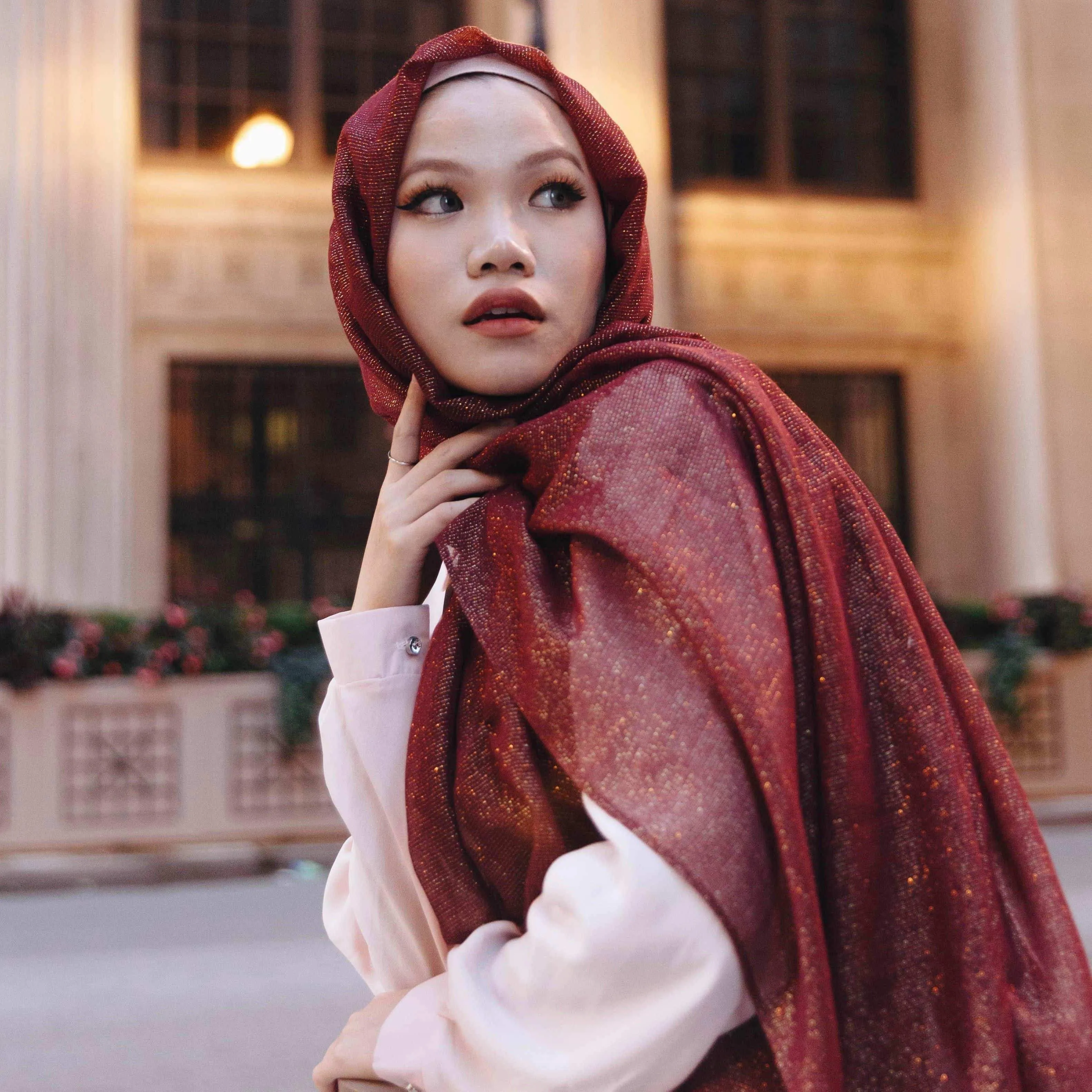 Metallic Scarf - Maroon