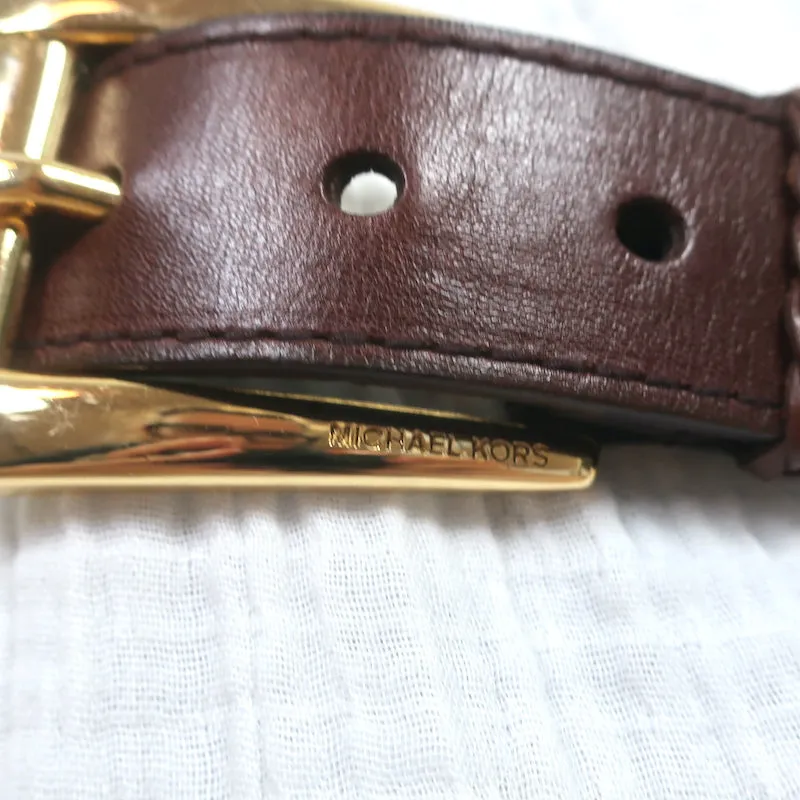 Michael Kors Belt Brown Studded & Braided Leather Size Small
